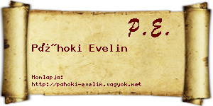 Páhoki Evelin névjegykártya